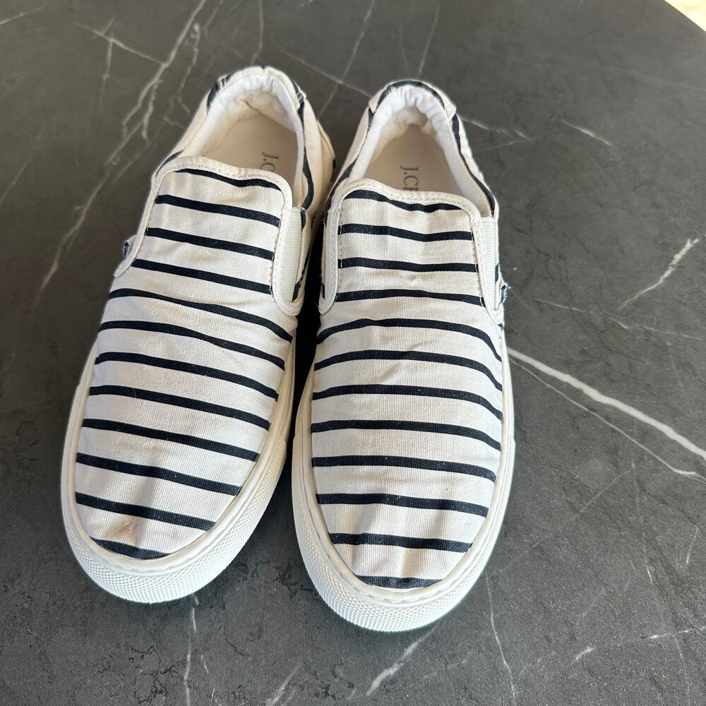 Womens J. Crew Slip On Size 10 Black & White Stripe